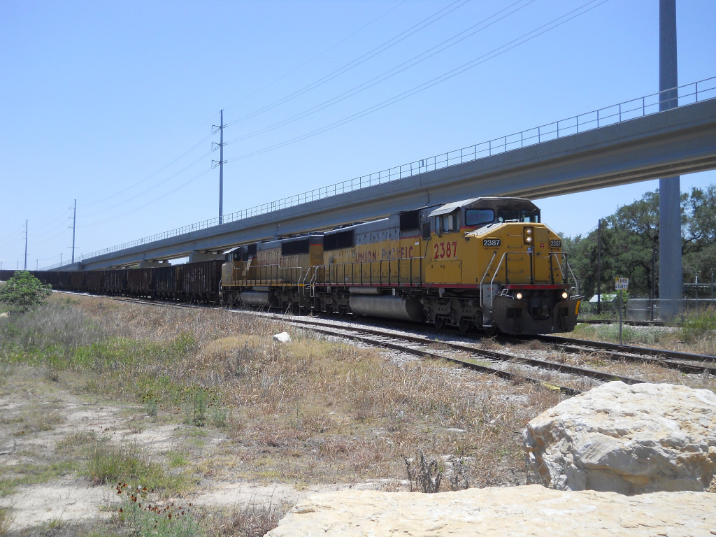 UP 2387  17May2011  On the NE bypass pulling rock picked up from Austin Western 